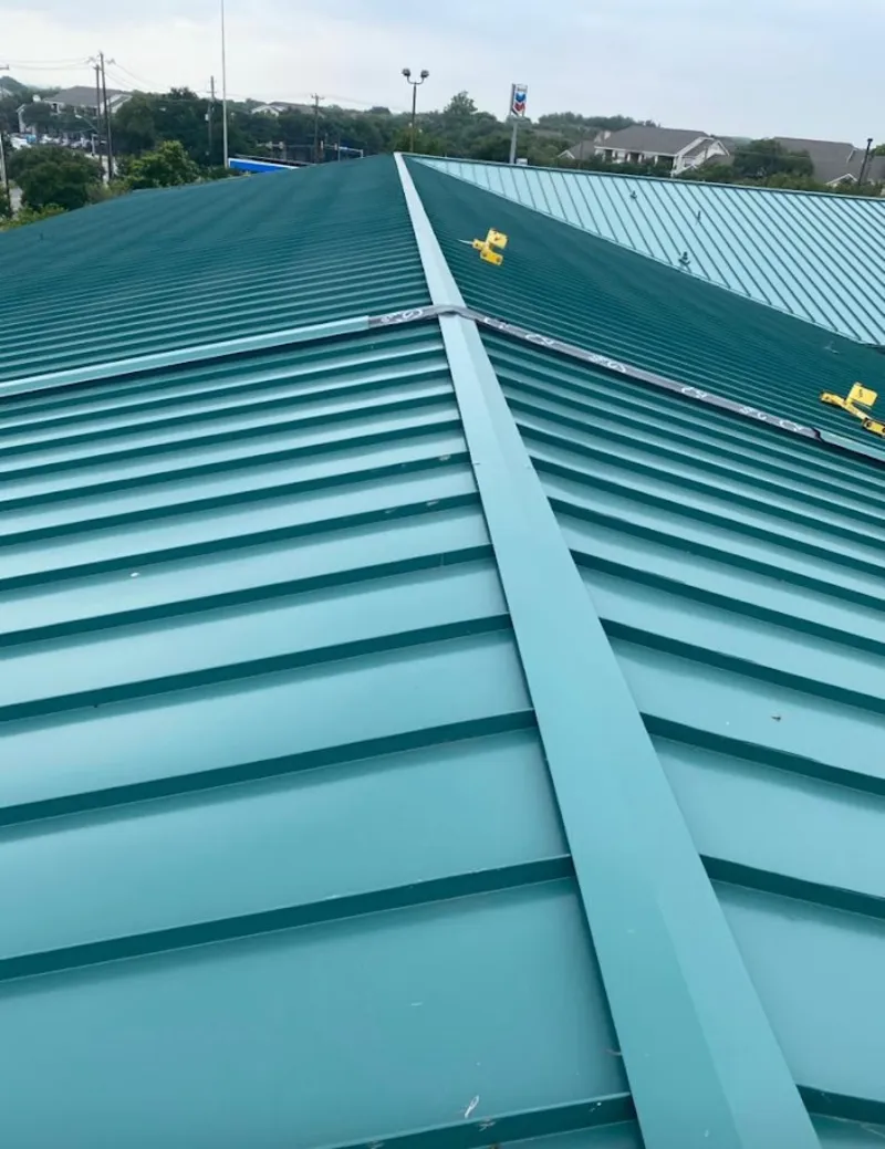 Green commercial metal roof ridge and valley for Metal Roof Repair in Mocksville